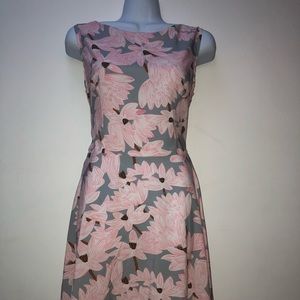 Pink & Gray Floral Midi Dress